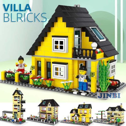 Building block house villa architectural cross-border model assembly small particle educational toy X2505091