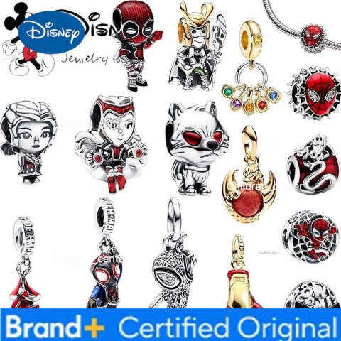 Disney Club Charms 925 Spider-Man Deadpool Loki Enamel Anime Beads Fit Original Silver Bracele Jewelry Gift H260108