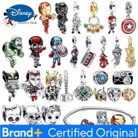 Disney Disney Charms Marvel Spider-Man Iron Man Hulk Scarlet Witch Captain America Beads Fit Original Bracelets DIY Jewelry Gift XJ260127