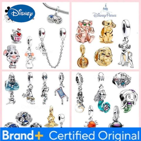 Disney New Charms The Lion King Simba Aladdin Scarab Beetle Mermaid Seashell Beads Fit Original Bracelet DIY Jewelry Gift H260108