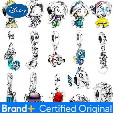Disney Princess Magical Hair Romance The Little Mermaid Charm Beads Fit Silver Bracelet Necklace Bead For Diy Jewelry Women Gift H260108