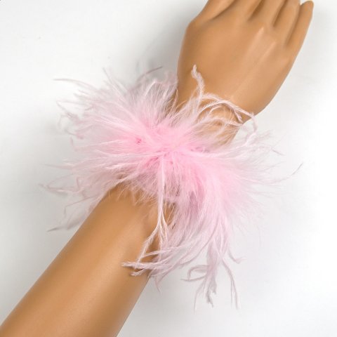 1PCS Colorful Ostrich Feathers Cuffs Fluff Wristband Clothes Anklet Sleeves Hair Trim Party Stage Wedding Bracelet Plumas Decor 251224
