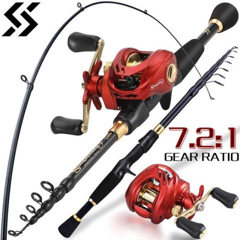 Sougayilang Tesco Fishing Combo 18m24m Caon Fiber Casting Fishing Rod and 721 Gear Ratio Max Drag 8kg Reel Pesca Y251014