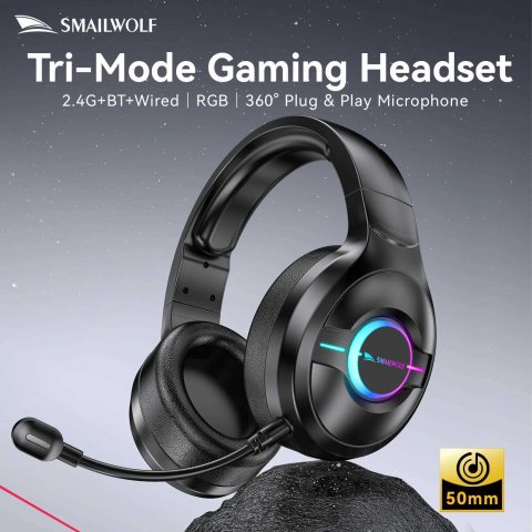 SMAILWOLF L50 Wireless set gaming set e-sports RGB light effect three-mode connection pluggable microphone Y250218