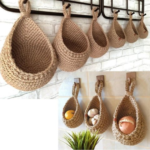 Organizer Collection Woven Wall Hanging Tabletop Vegetable Fruit Basket for Kitchen Storage and Daily Organization Gift High Quality Texture