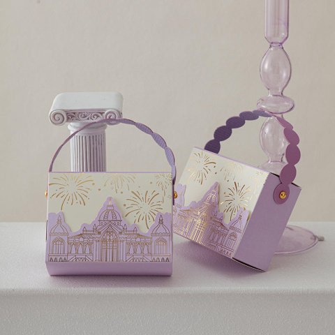 Creative European Style Hexagonal Flower-Shaped Handmade Reusable Handle Ribbon Gift Box Eco-Friendly Wedding Candy Gift Box