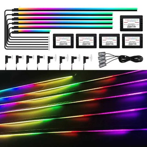 22 in 1 18 in 1 64 Color RGB Symphony Car Atmosphere Interior LED Acrylic Guide Fiber Optic Universal Decoration Ambient Lights X251015