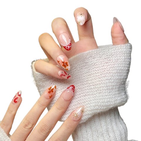 Premium Red Armor Gel Polish: Unique 'Hand-Worn' Look for Short Almonds - Import Ready