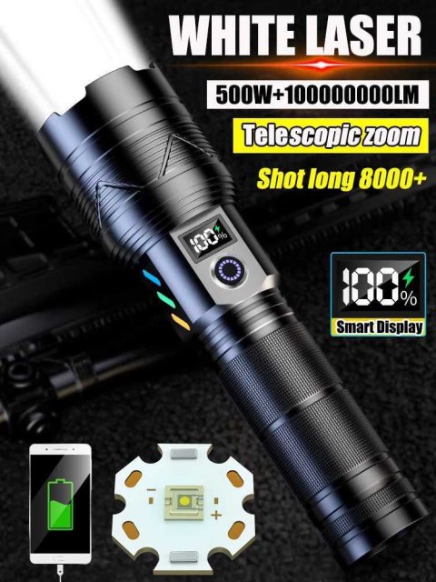 99000000000 lumens LED headlight power light flash 10000 meters USB charging headlight with intelligent display screen Z250422