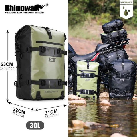 Rhinowalk Motorcycle Tail Bag 100Waterproof Cycling Backpack 8L 15L 30L Motor Side Saddle Pack Travel Luggage Box Accessories H251029