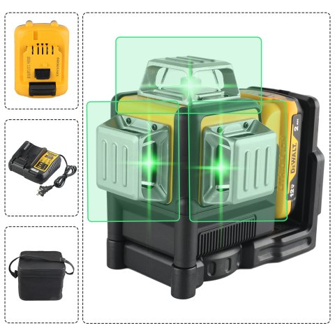 Dewalt DW089LG 3 SidesX360 Degree Vertical 12V Lithium Battery 12 Lines Laser Green Meter FOR Outdoor work