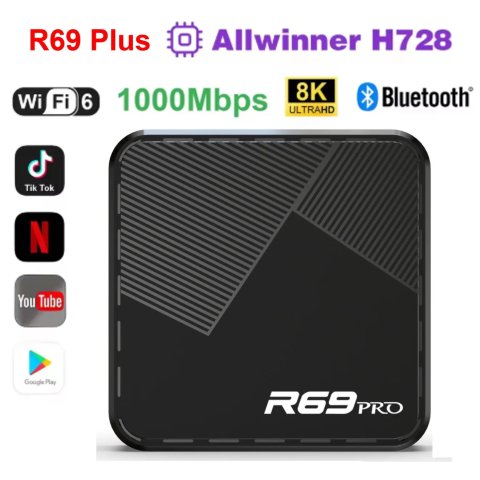 R69 Pro TV Box Android 14 OS Allwinner H728 Google Play Store Wifi 6 BT5.0 8K HDR Streaming Media Player Set Top Box