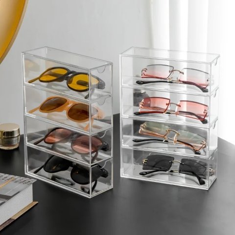 4Layer Acrylic Glasses Storage Box Stackable Transparent Drawer Display Stand Makeup Sunglasses Storage Box Jewelry 260130