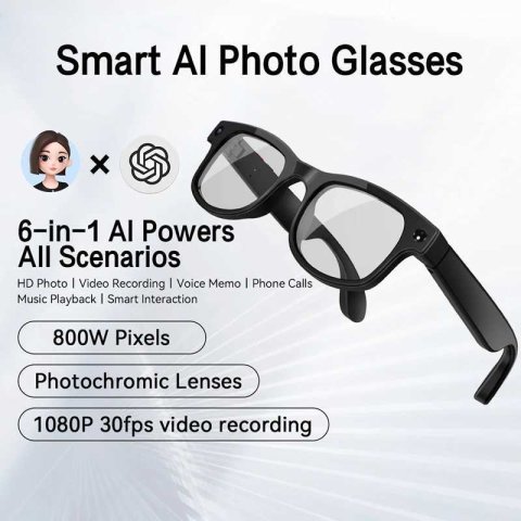 NEW 6K HD AI Smart Glasses Multifunction Camera Bluetooth Call Voice Assistant Music Player Translate Photochromic Glasses X251011