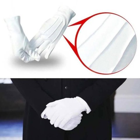 1/5/12 Pairs Adult Formal Three-strength White Labor Gloves Tuxedo Guard Waiters Uniform Dress Butler Inspection ddmythur
