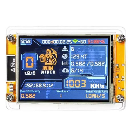 Stellapex NerdMiner V2 Bitcoin Educational Miner 980 KH/s 2.8-inch Display 5W USB WiFi & BLE Crypto Hands-On Lottery Mining