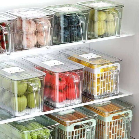 Factory Outlet Plastic Transparent Fridge Organizer Drawer for Kitchen Refrigerator & Crisper Food Storage Box
