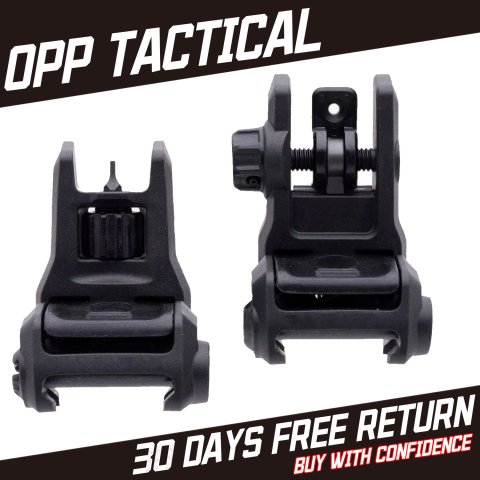Gen III Flip Up Sights Front & Rear Black Polymer 20mm Picatinny Mount