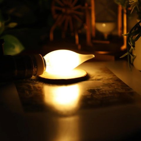 LED filament lamp frosted E14 tail tip bubble hanging bulb light source glass C35 candle bulb milky white bubble