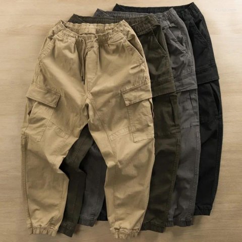 Men's Pants Loose-fit Work Durable Cargo Large Pocket For Electrical Welding Auto Repair Casual Spring Summer