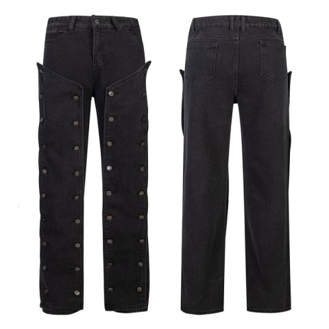 YPROJECT New Splicing Trend Detachable Distressed Loose Straight Leg Deconstructive Jeans