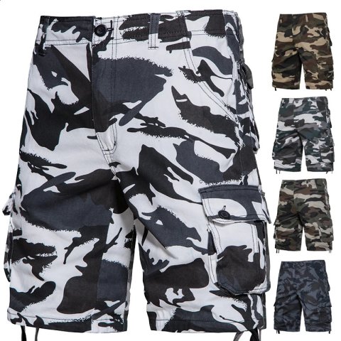 Mens Camo Shorts Men Camouflage Overalls Loose Casual Outdoor Sports Half Pants Side Pocket Cotton Comfortable Shorts 260209