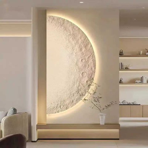 Remote Control Dimming Wall Painting Lamp Creative Minimalist Living Room Background Wall Decor LED Moon Painting Wall LightsW251121