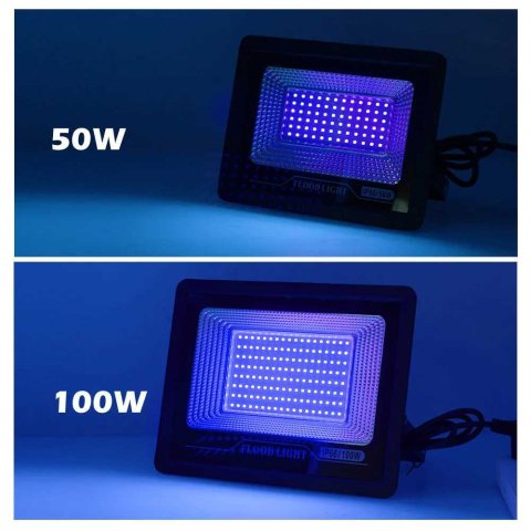 LED UV Floodlight AC 220V 50W 100W Halloween Party Flood Lights 395nm 400nm IP66 Waterproof Ultraviolet Fluorescent Stage Lamp X250312
