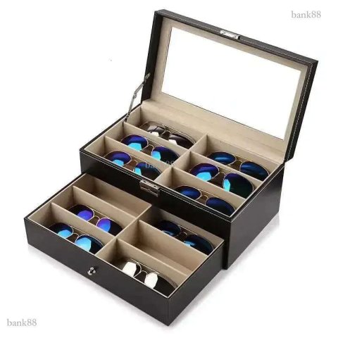 1pc Sunglass Organizer Faux Leather Eyeglasses Collector Eyewear Display Case Storage Box 240419