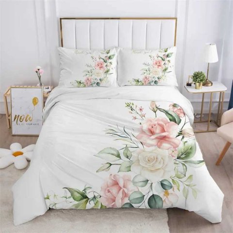 3 pieces of single-sided printed bedding comfortable animal plant flower leaf down duvet cover comfortable bedding X2504081