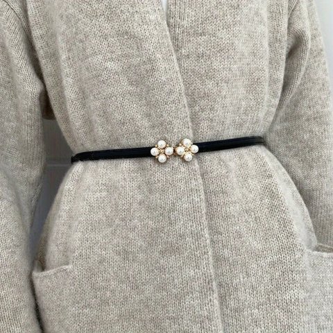 FourLeaf Clover Pearl Belt Decoration with Skirt Waist Trimming Fashion Thin Matte Adjustment Gm333 260126