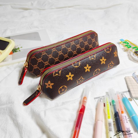 Wholesale Classic Printed Leather Stationery Bag , Student Large-Capacity Pen ddmyaug Case ,Fashionable Patterns