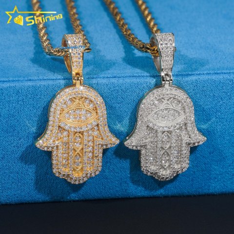 Promotion Price Pass Tester 925 Sterling Silver Fully Iced Custom Fine Jewelry Pendants Charms Hamsa Pendant