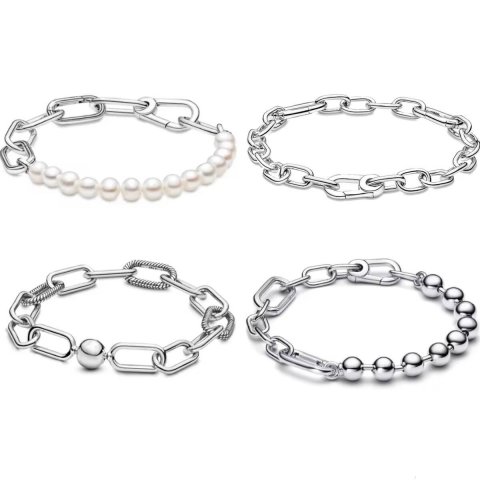 Hot Sale Original Me Fit Charm Round Beads For Women 925 Sterling Silver Luxury femme Bracelet Jewelry Trinkets