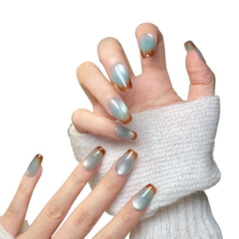 Luxury Handmade Armored Design Acrylic Nail Extensions Inspired by Nature's Sunset