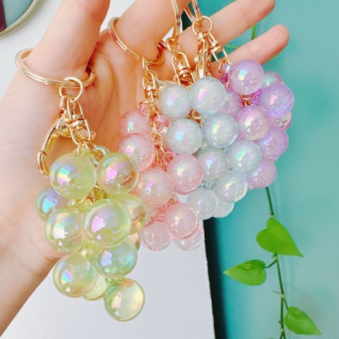 2026 new cute bubble jelly grape chain keychain bag parts accessories fruit fashion bag pendant smallgiftideas